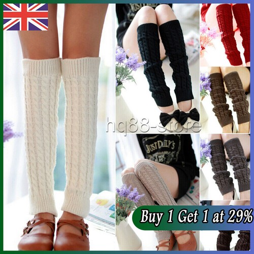 Women Winter Slouch Warm Knit Crochet High Knee Leg Warmers Leggings