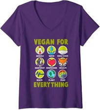 Vegan For Everything Proud Vegan Funny Design Ladies' V-Neck Tshirt