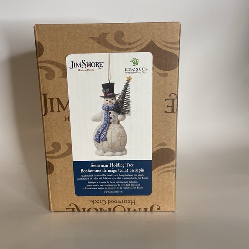 JIM SHORE SNOWMAN HOLDING TREE ORNAMENT NIB 6012974 Heartwood Creek 2023 - Picture 2 of 10