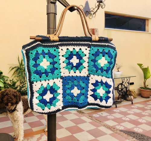 Borsa Uncinetto Costa Smeralda. Formato Rettangolare. Manici In Giunco.  40x42h | eBay