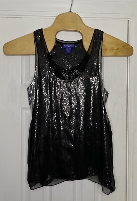 Jimmy Choo For H&M Women s Sleeveless Sequin Top With Silk Overlay Black 8