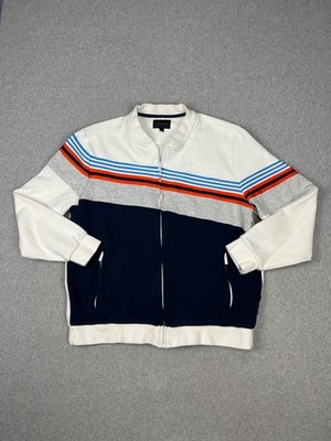 Sean John Track Jacket Mens 2XL White Blue Gray Angled Color Block Full Zip