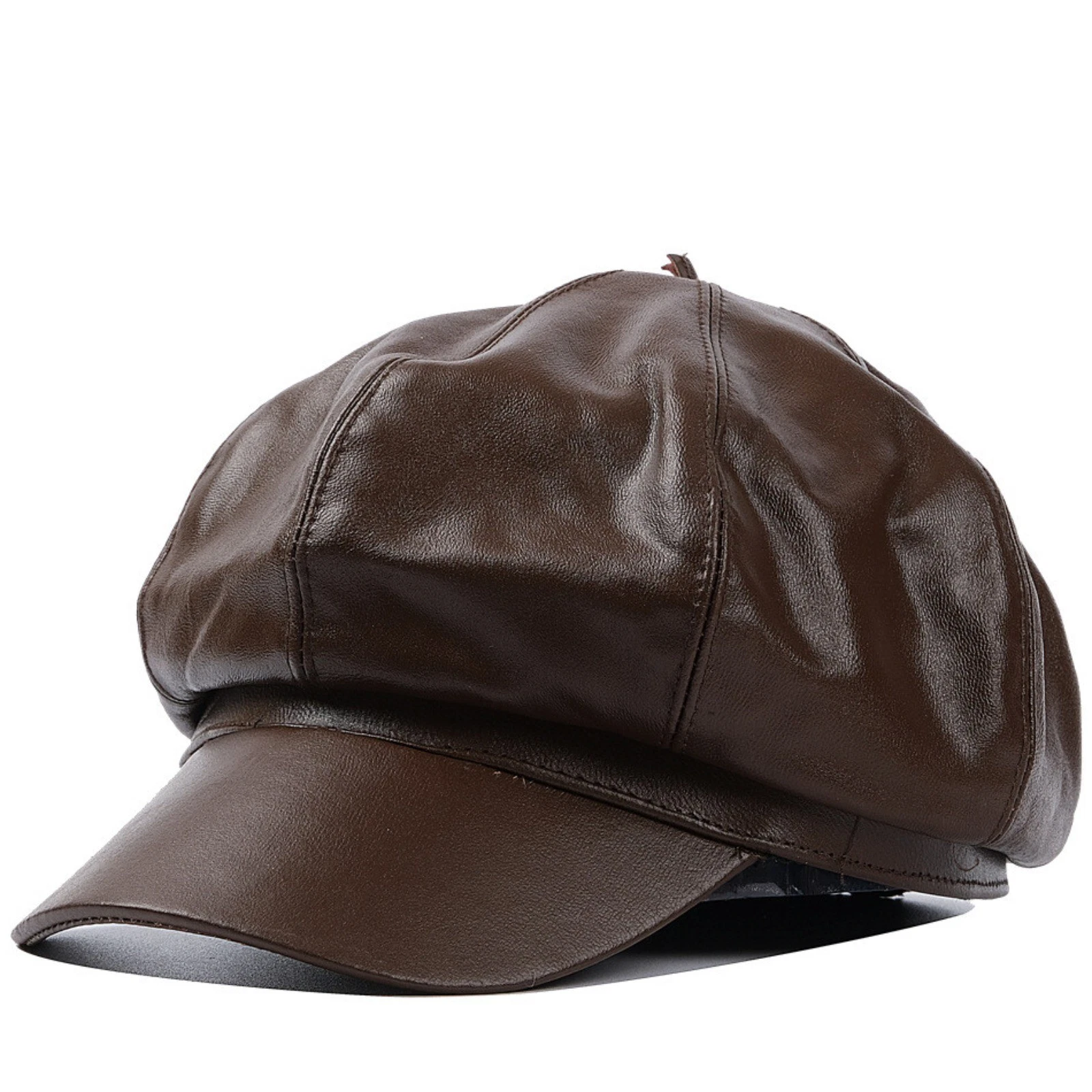 2026 Men Real Sheepskin Newsboy Hats Beret Solid Octagonal Caps Casual Flat Caps