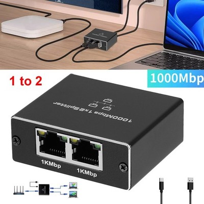 1000Mbps Ethernet Splitter Adapter RJ45 Cable LAN Network Internet 1 IN 2 Out US