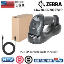 Symbol Zebra LI4278-SR20007WR 1D Wireless Bluetooth Barcode Scanner Reader USB