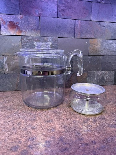 Vintage Pyrex Flame Ware 7759-B Glass Percolator 9 Cup Coffee Pot USA Made