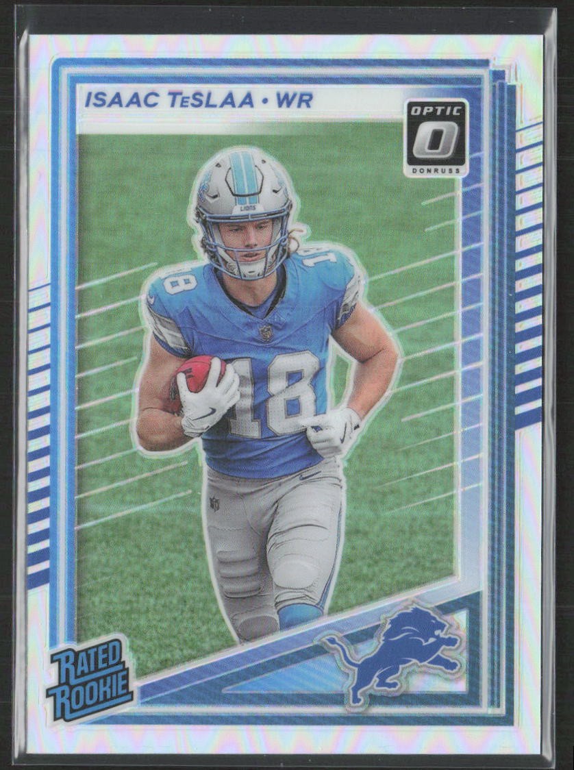 2025 Donruss #338 Isaac TeSlaa Optic Rated Rookies Preview Holo Lions (O)