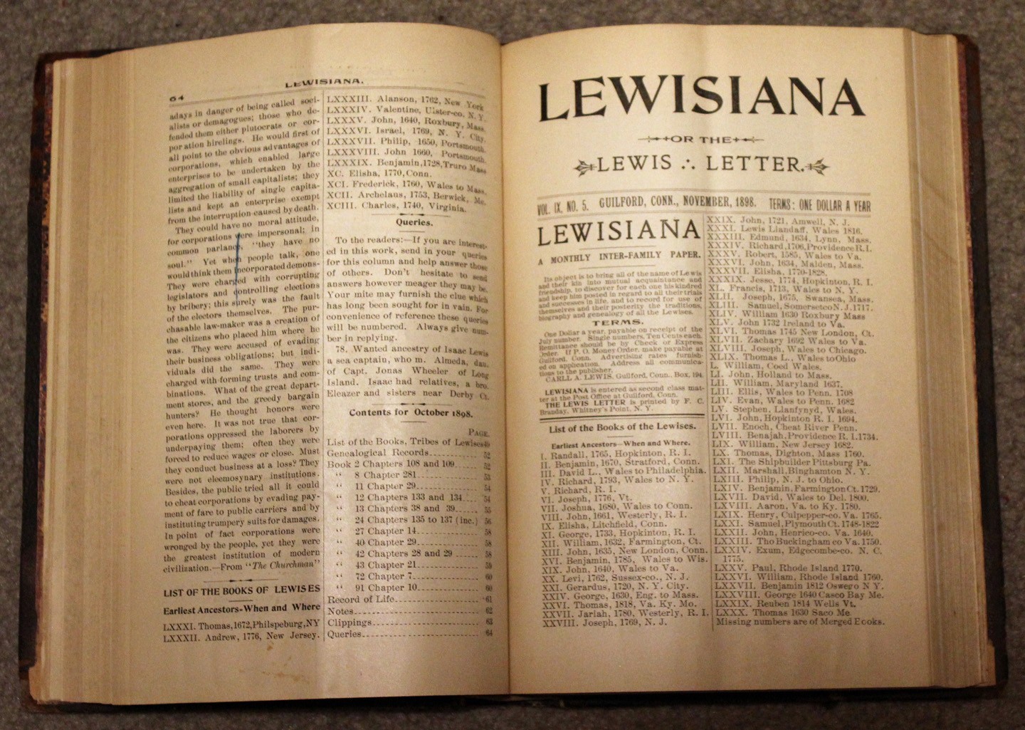 ORIGINAL ANTIQUE LEWISIANA or the LEWIS LETTER VOLUMES 8, 9 AND 10 - HARD COVER