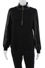 Generation Love Womens Pullover Sweatshirt Black Mock Neck Long Sleeve Size XS