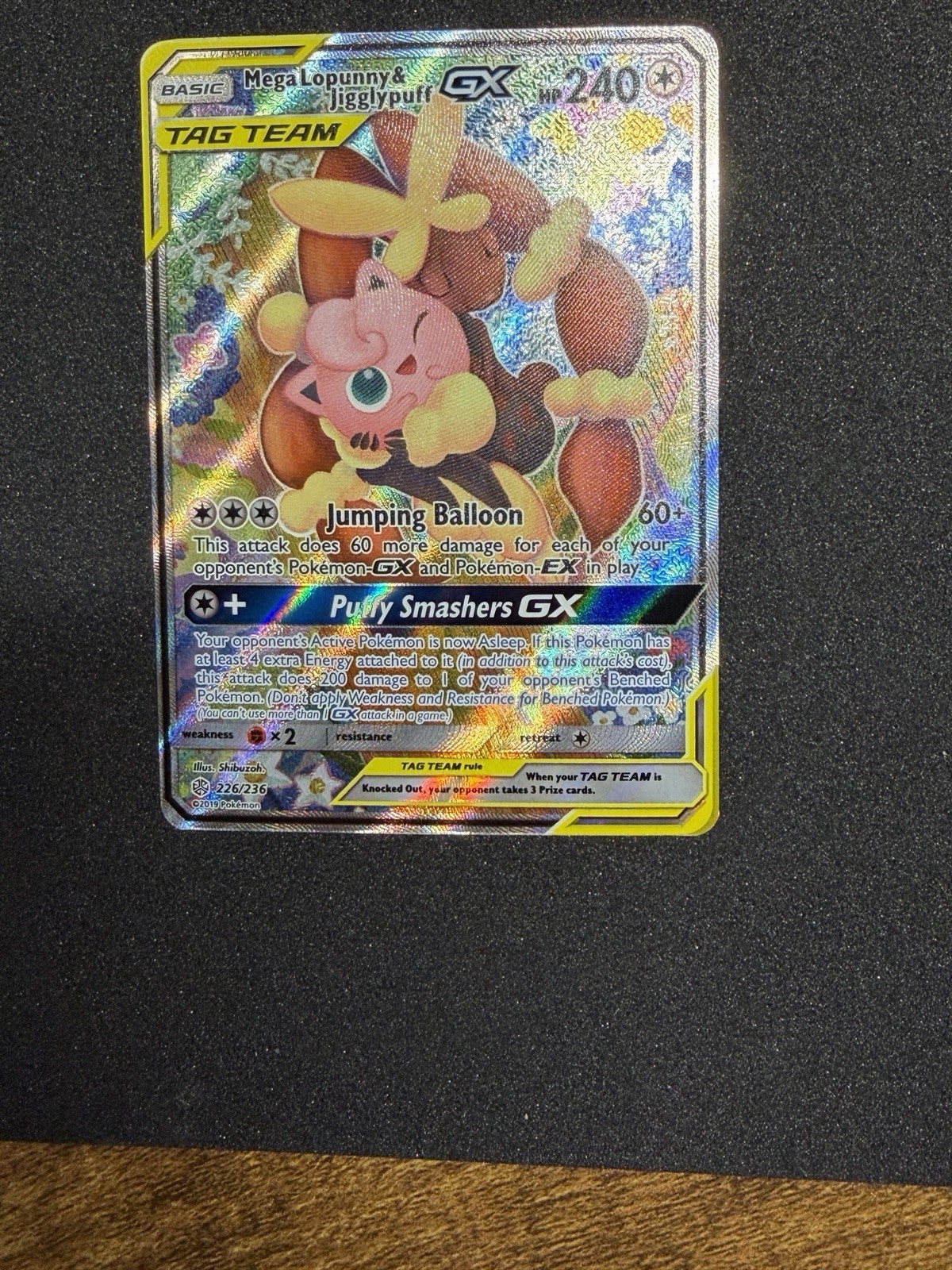 Mega Lopunny & Jigglypuff GX (Alternate Full Art) 226/236 Cosmic Eclipse Holo NM