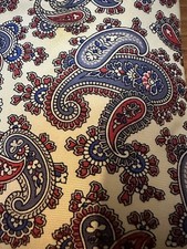 Burberry Vtg All Silk Tie Paisley Navy Red Cream Classic Boho Style