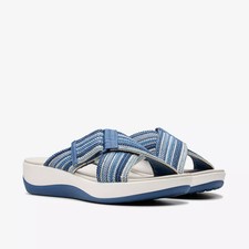Clarks Women  s Arla Wave Sandals 26177190 Blue Combi Fabric Size 7 Comfort