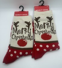 Holiday Novelty Socks - 2 Pairs - Fits Sizes 4-10, Crew Socks, Christmas