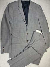 J.Crew Thompson Suit 42L 36x34 Gray 100% Wool Slim Fit Mens 2 Piece Suit Wedding