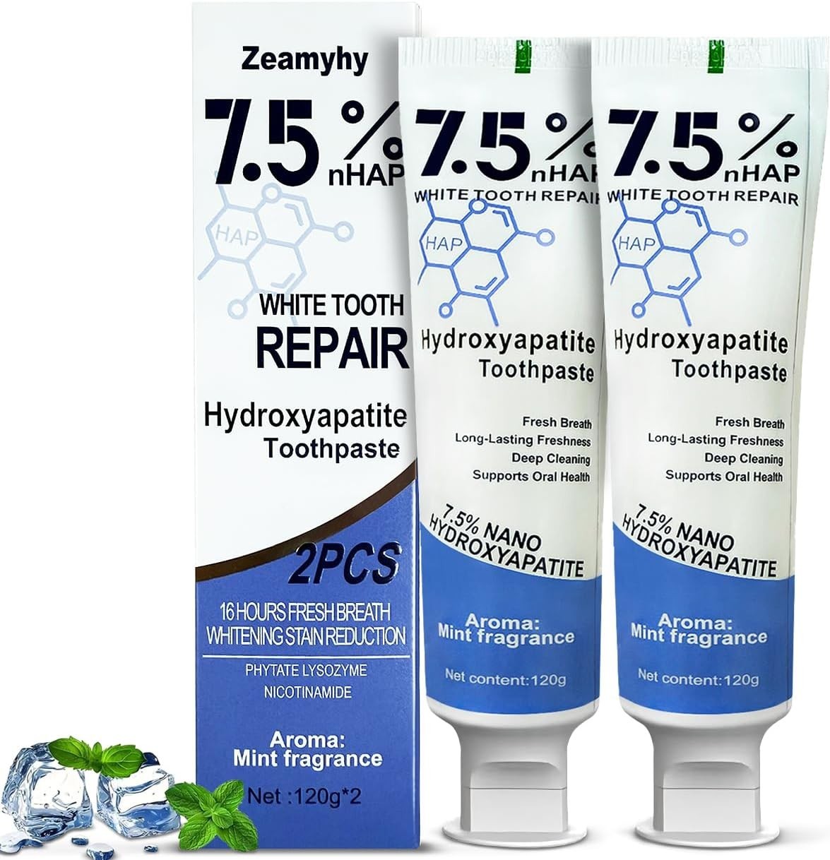 4 pack 7.5% Hydroxyapatite Toothpaste for Advanced Enamel Protection Appropriat