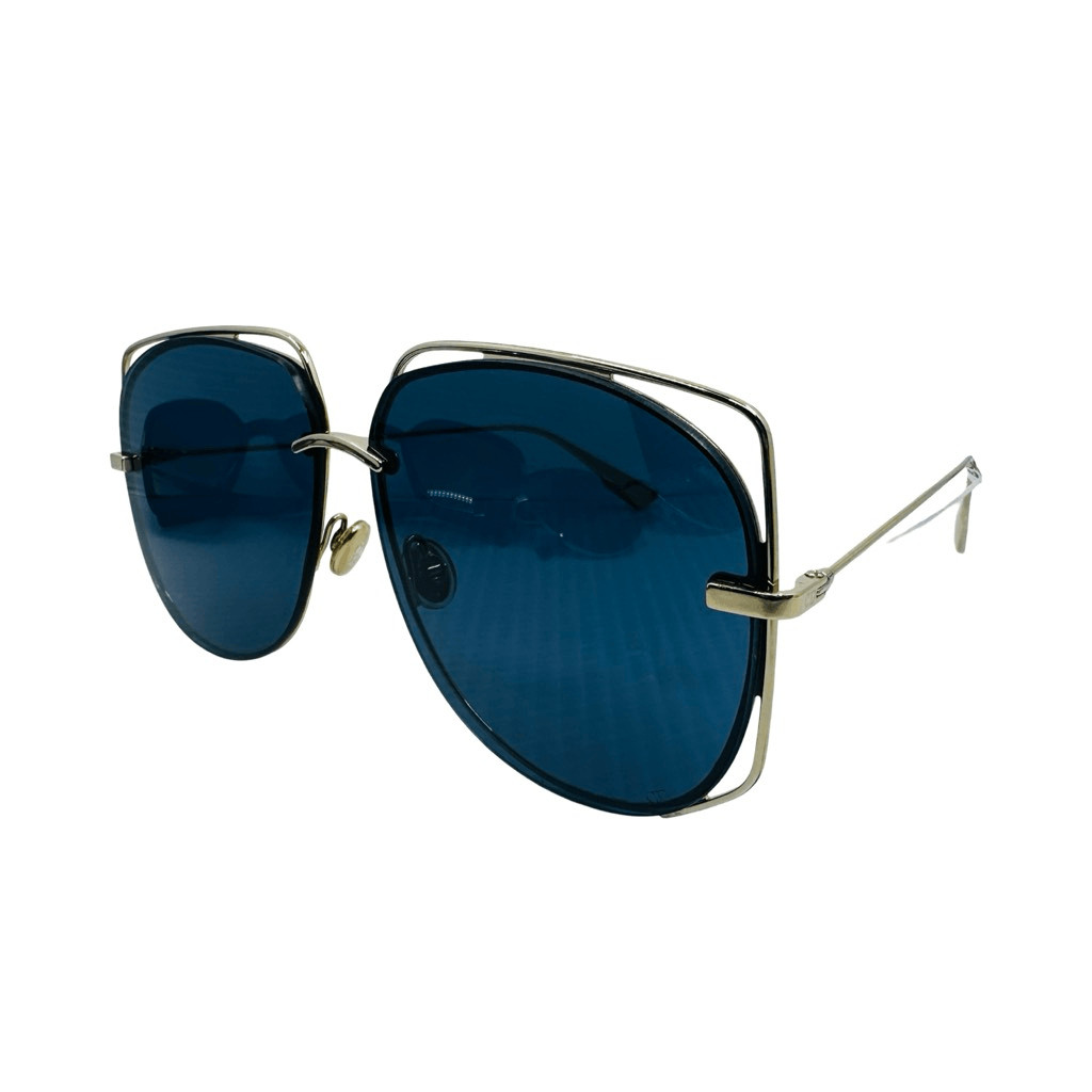 Christian Dior Stellaire 6 Sunglasses J5GA9 Gold / Blue Mirror Metal Oversized