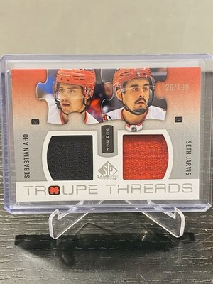 2025-26 SP Game Used Troupe Threads Seth Jarvis Sebastian Aho Jersey /199