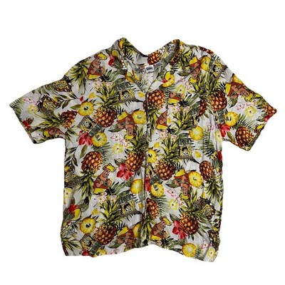 SpongeBob Squarepants Hawaiian Floral Shirt Pineapple Patrick Sandy Rayon 2XL