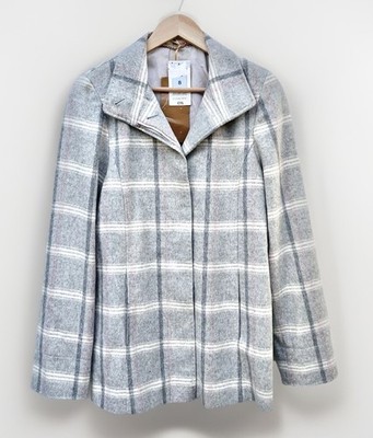 Marks & Spencer Damen kurzer karierter Mantel Gr. UK 8 - Wollmischung - ungetragen