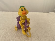 Vintage Plastic Easter Chick Chicken Riding Purple Bicycle Wind Up  Not Working