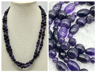 DTR Necklace Jay King Amethyst Purple Beads 2 Strand Signed DTR 925 China 22''