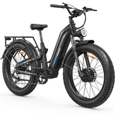 Dual Motor 3500W 200NM Electric Bike for Adults,105Miles Full Suspension 26 4''