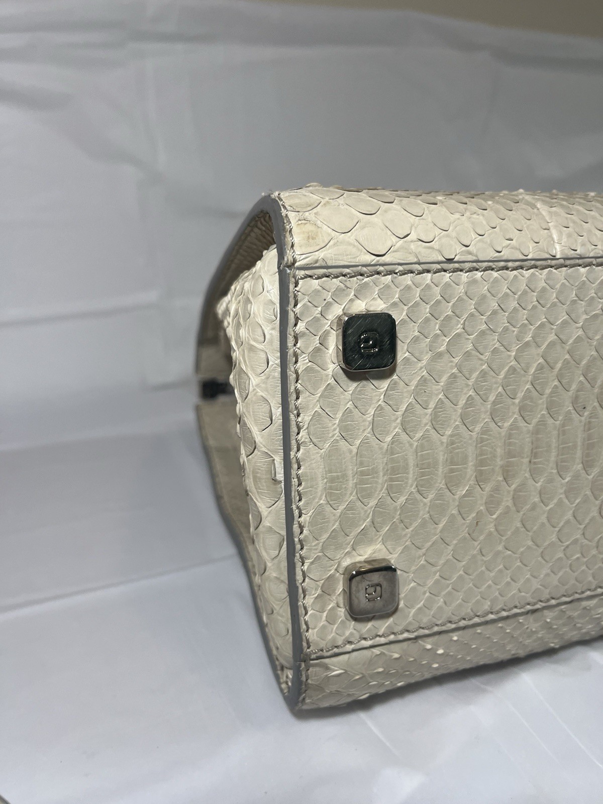 ALEXANDRA CLANCY Oren Python satchel in Ivory/cre… - image 5