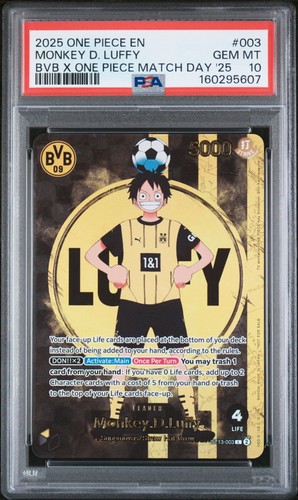 2025 ONE PIECE PROMOS BVB X ONE PIECE MATCH DAY 2025 #003 MONKEY D. LUFFY PSA 10