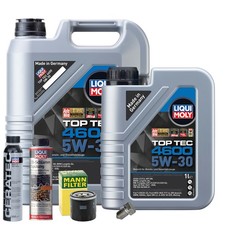 Motoröl 5W30 LIQUI MOLY 6L+MANN Ölfilter+Spülung+Cera Tec+Ölablassschraube