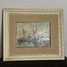 ILIO GIANNACCINI Original Painting Italian Impressionist “Pescatori a Fiumicino”