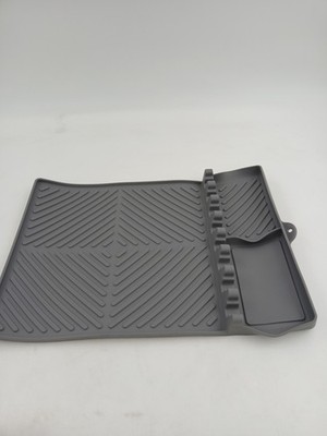 GJD-Hui Gray Silicone Trivet Large Griddle BBQ Mat Modern Geometric Drip Tray