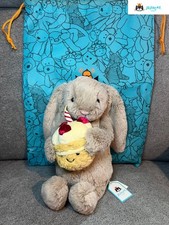 Jellycat Bashful Beige Bunny 'Birthday NWT Includes A Dust Bag