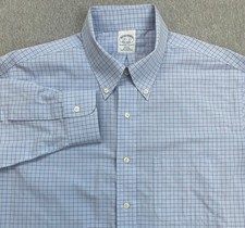 Brooks Brothers Shirt Mens 16.5 - 33 Blue Check 100 Cotton Button Down Non-Iron