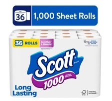 New Scott 1000 Toilet Paper, 36 Rolls, 1,000 Sheets per Roll