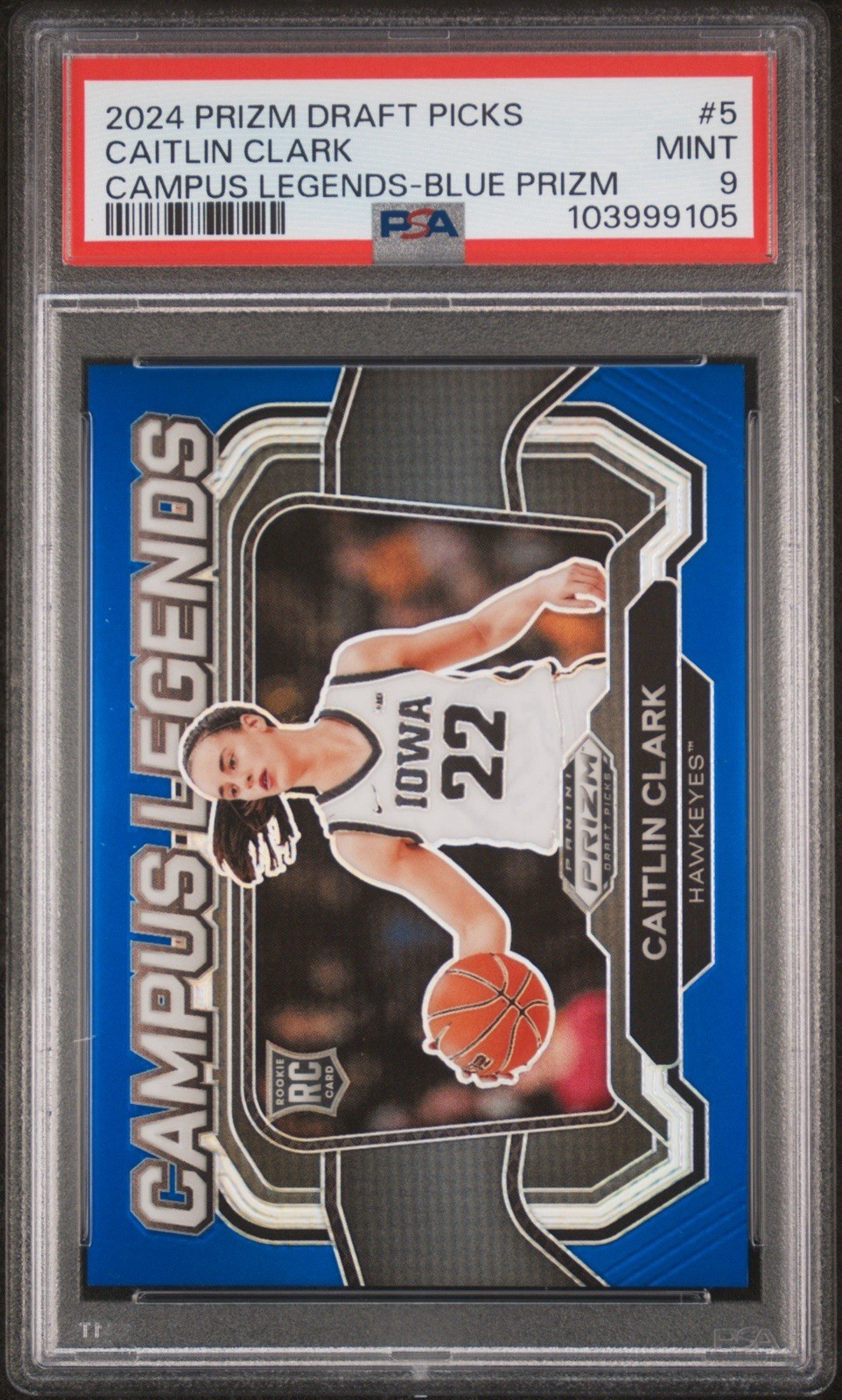 2024 Prizm Draft Picks Caitlin Clark Campus Legends Blue 145/199 PSA 9 MINT