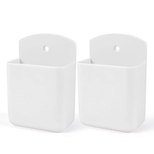 2 Pack White Remote Control Holder, Self adhesive Wall Mount Storage Box