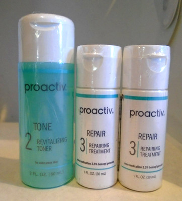 Proactiv Solutions #2 Tone 2 oz AND 2ct. #3 Repair Acne Treatment 1 oz Set of 3