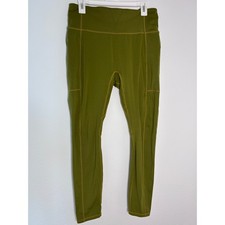 Fabletics Olive Green High Waisted Pocket Leggings Womens Medium 26.5 Inseam