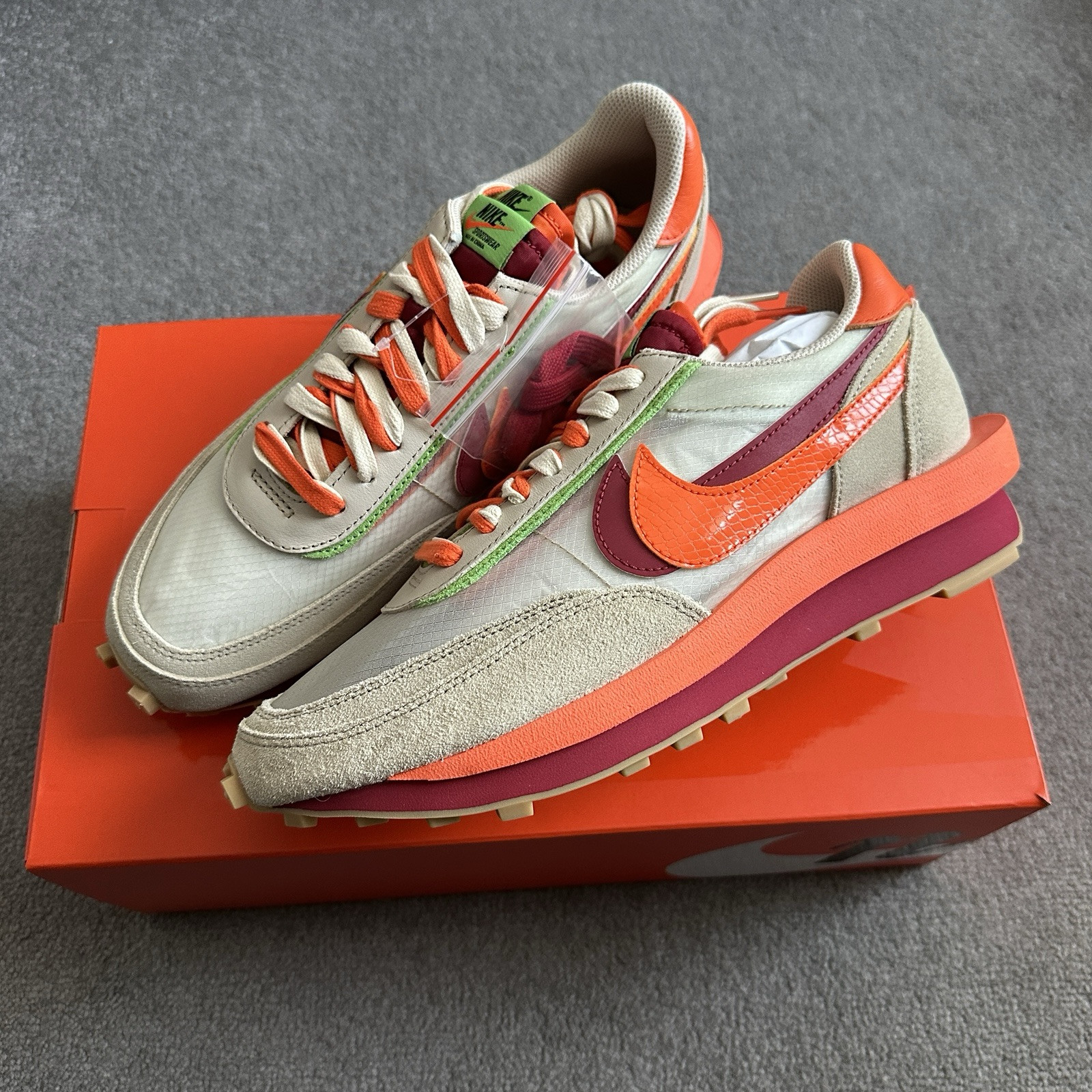 SACAI X NIKE Nike sacai x Clot x kiss of death LDWaffle Net Orange Blaze Regno Unito 9 fondo di magazzino