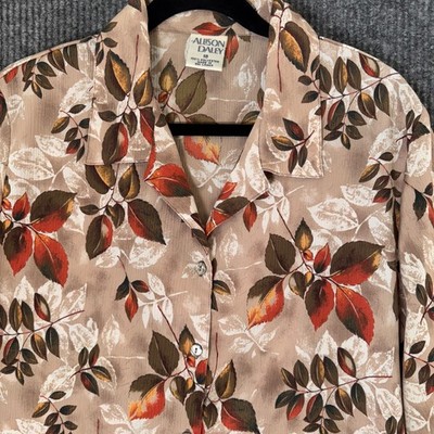 Allison Daley Womens 18 Floral Button Down Shirt Blouse Multicolor Boho Cottage