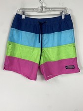 Vineyard Vines Mens Printed Chappy Colorblock Swim Trunks Shorts Size Small