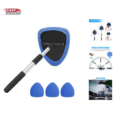 #ad Car Window Cleaner with Extendable Long Handle and 4 Washable Reusable Microf... $19.99