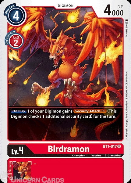 BT1-017 Birdramon Uncommon Mint Digimon Card