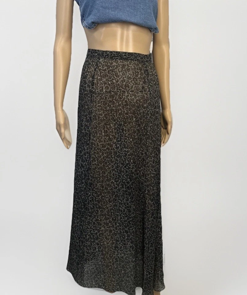 Maxi Falda Estampado Cadena Seda Pasarela Resort Colección Calvin Klein 1993 De Colección Talla 6 Foto 2 de 4