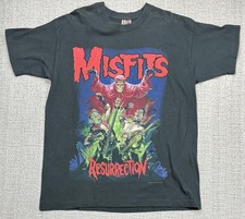 Vintage Misfits Resurrection Shirt Mens XL Black 1996 Tour Graphic Double Sided