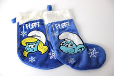 Coppia Calze Puffi Puffetta Natale Addobbi Decorazioni Pupazzi Cartoni Animati