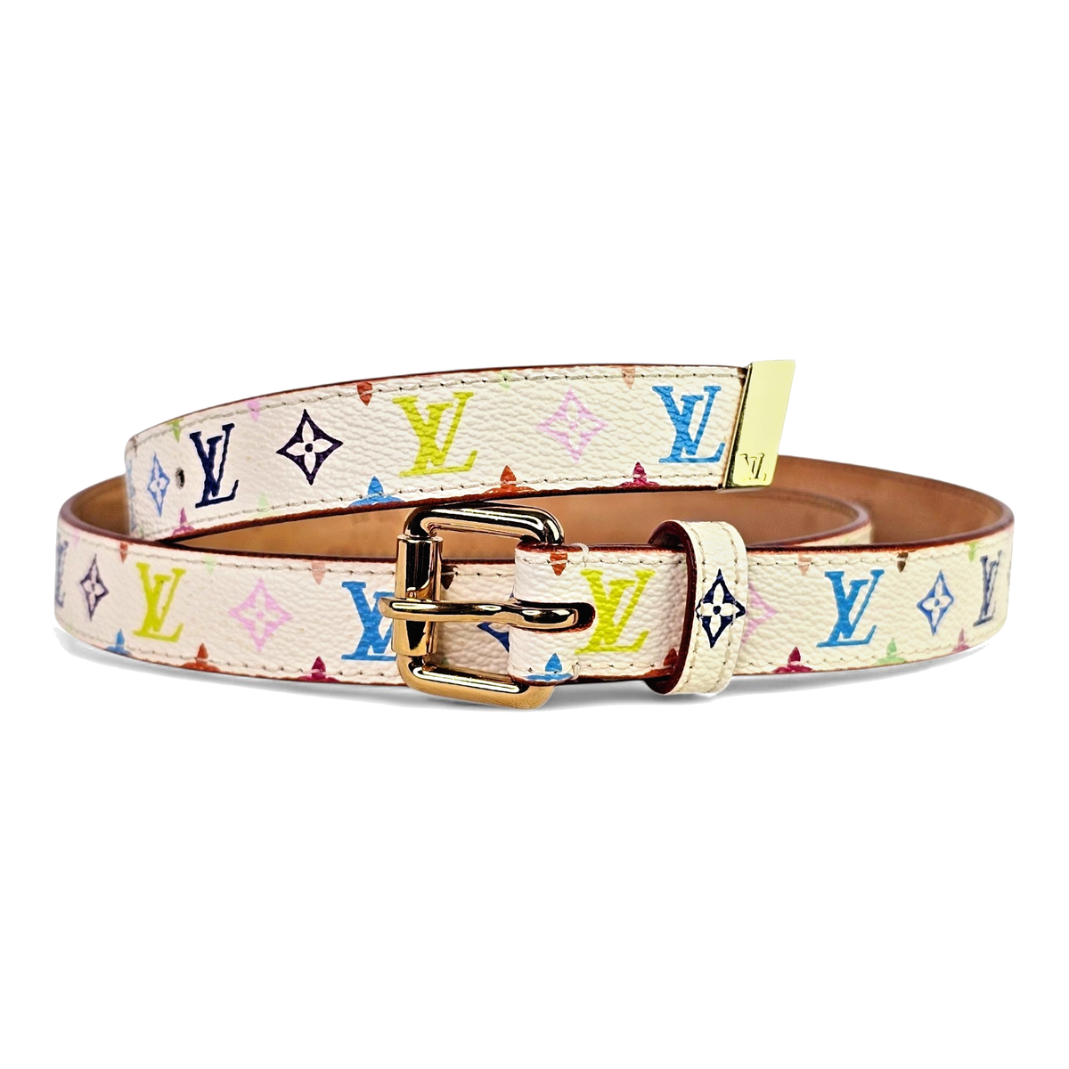 LOUIS VUITTON Multicolor White Belt Womens Monogram LV Murakami LV