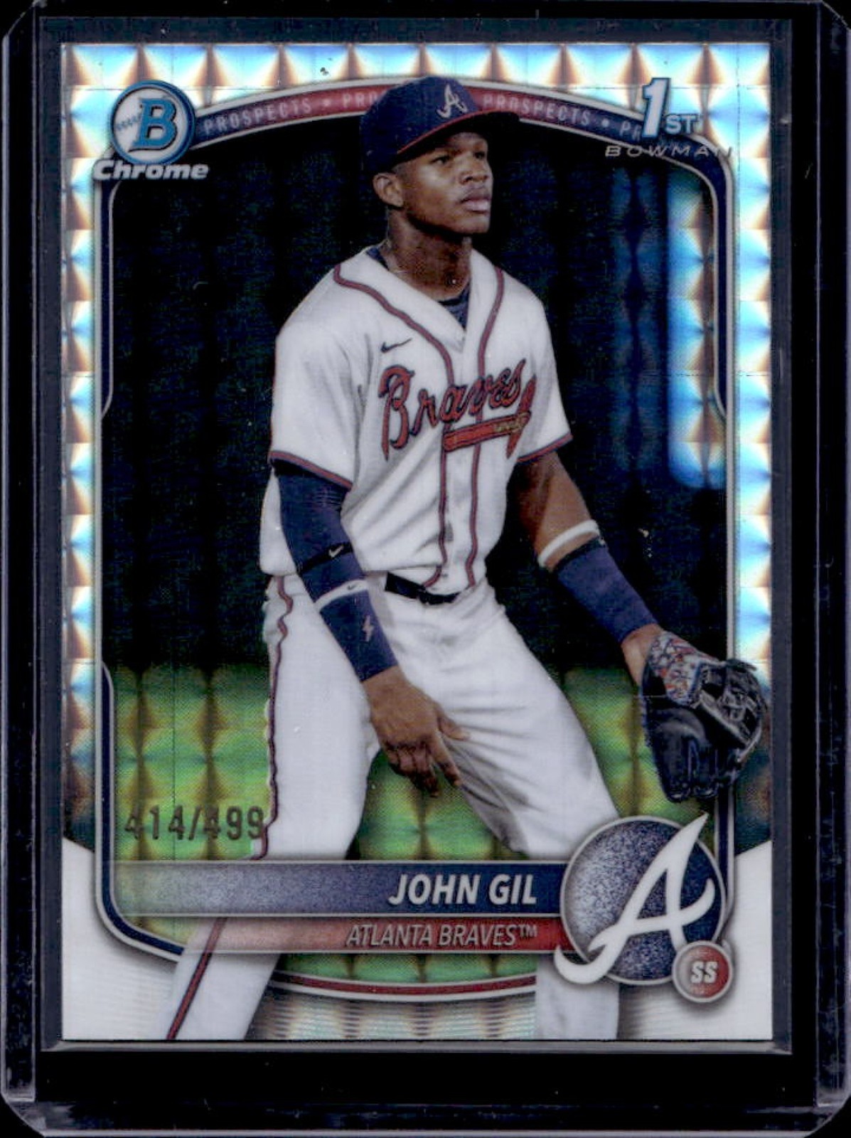 2025 Bowman Chrome John Gil Geometric Refractor 1st #414/499 Braves