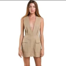 House of London Deep-V Safari Mini Dress Size Medium