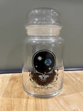 Grateful Dead Cosmic Skull 420 Science Clear Glass Pop Top Jar 